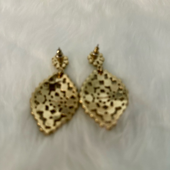 MONET VINTAGE GOLD GREEN STATEMENT EARRINGS - Picture 2 of 7